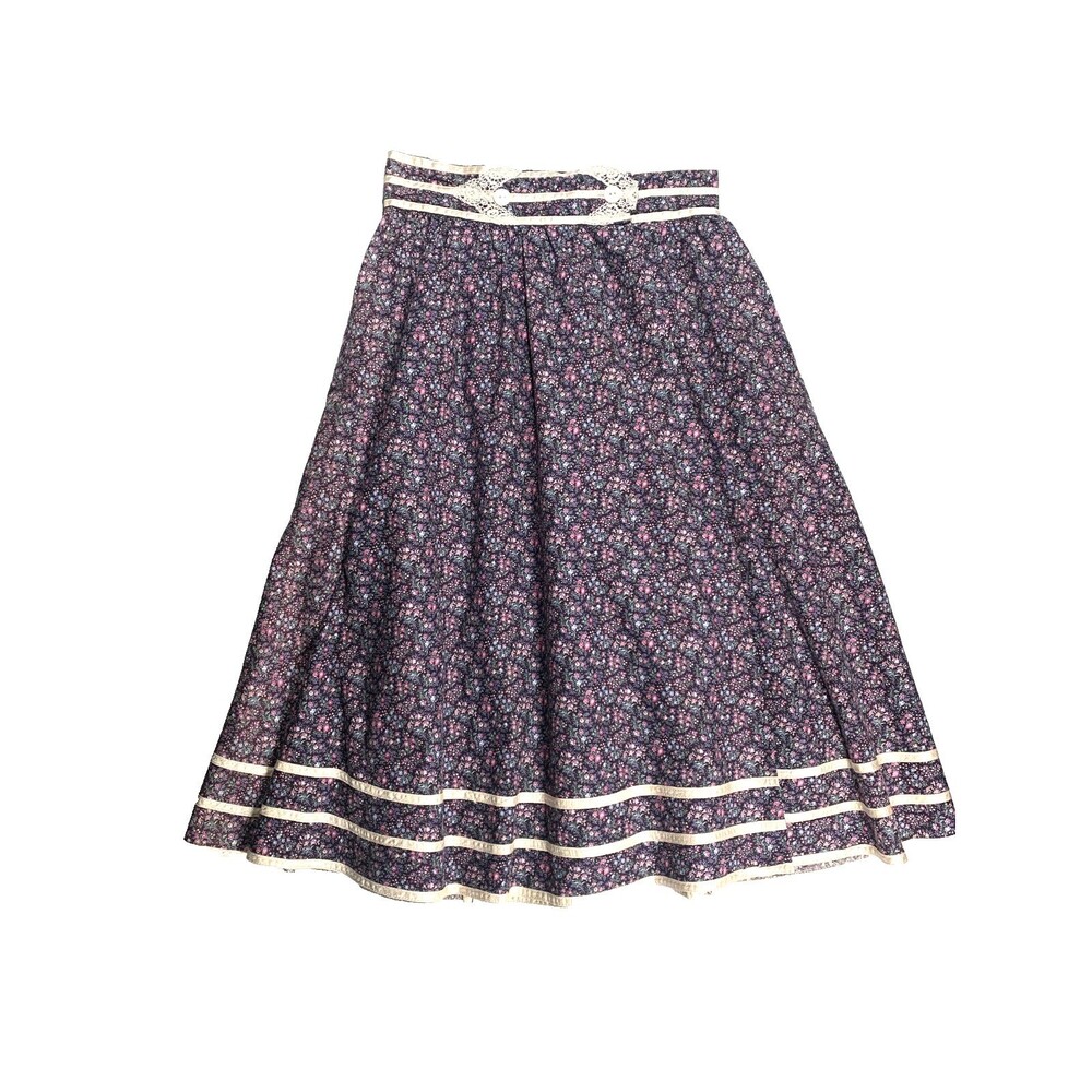 Vintage 70s Gunne Sax Jessicas Gunnies Calico Lace Ribbon Prairie Skirt 11
